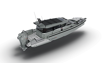 BS850 XC Cross Cabin Shoreline Grey open aft activity platforms down